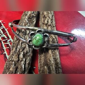 Vintage Native American Navajo Sterling Silver and Turquoise Cuff Bracelet